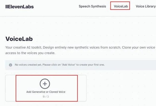 Kendi sesiniz ile farklı dillerde konuşmak istiyorsanız, ilk olarak ElevenLabs'da bulunan VoiceLab bölümü üzerinden size ait 1-3 dakikalık net bir ses kaydını platforma yüklemeniz gerekiyor.