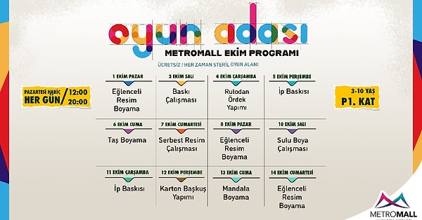 8. Metromall AVM ücretsiz çocuk etkinlikleri