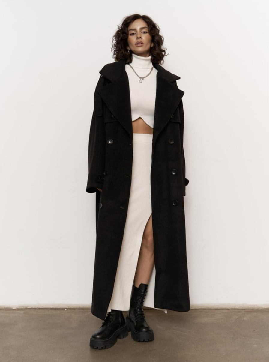 Mai Collection Moscow Siyah Kaşe Kaban