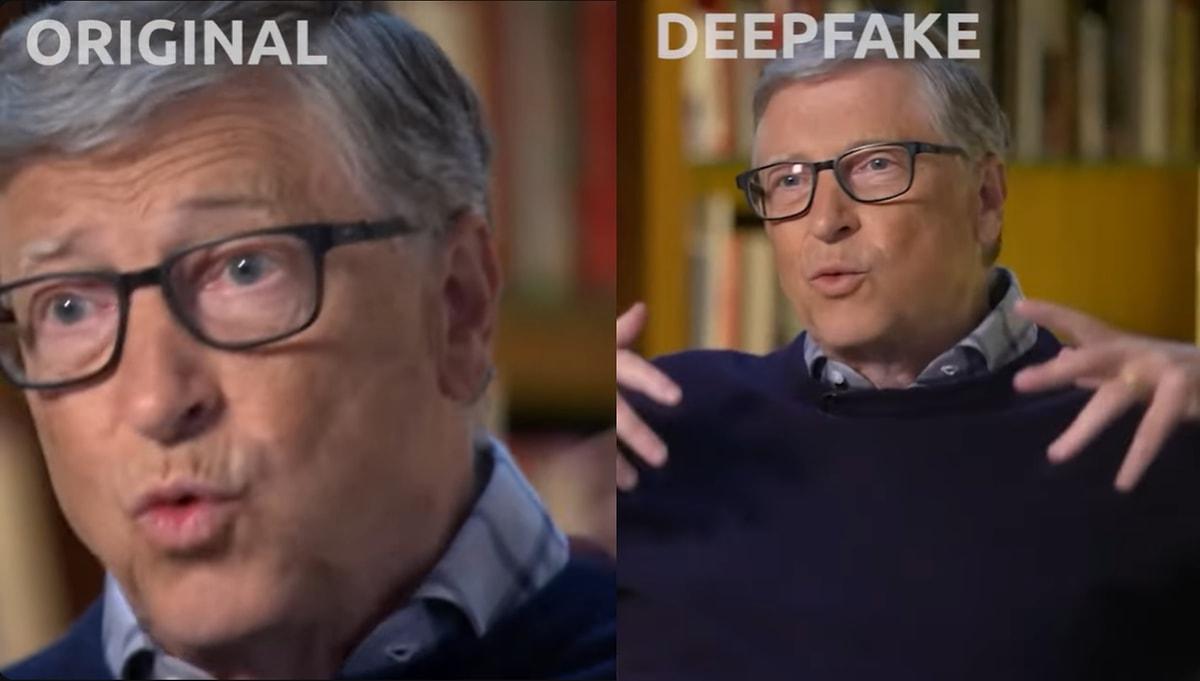 Mesela Bill Gates'in Deepfake ile yapılmış bir videosu ve kendisine ait bir videosu yan yana izlendiğinde arada çok ufak farklar olsa da hangisinin yapay zeka ile yapıldığını ayırt etmek zordur.