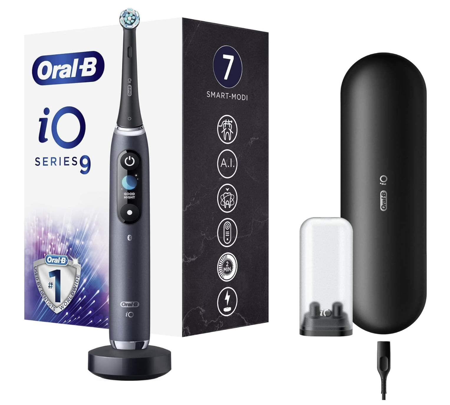 OralB iO 9 Şarjlı Diş Fırçası, kullanıcılarına etkileşimli bir renkli ekran sunarak önemli bilgileri gösteriyor!
