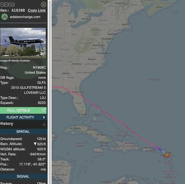 Ardından TMZ, Diddy'nin özel jetinin uçuş verilerini buldu ve en son Karayipler'de iniş yaptığını bildirdi.
