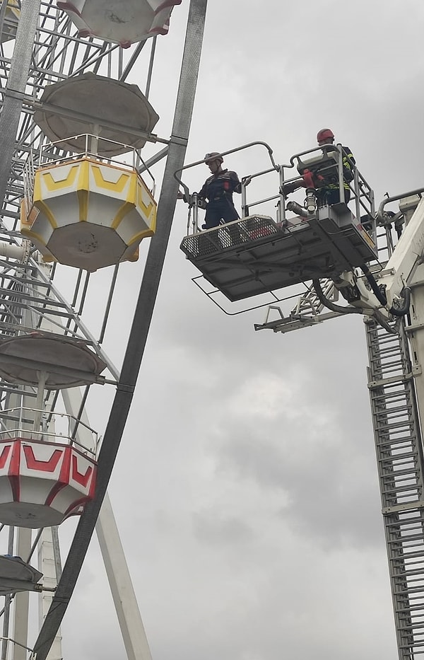 İhbar üzerine lunaparka Trabzon Büyükşehir Belediyesi İtfaiye Daire Başkanlığı ekipleri sevk edildi.