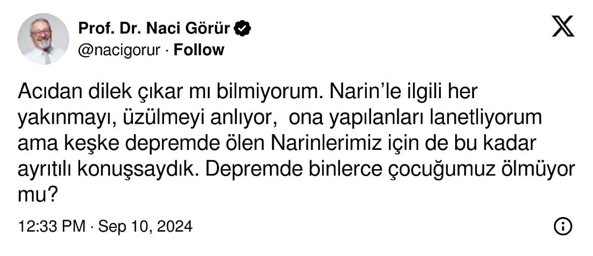 Naci Görür'ün paylaşımı 👇